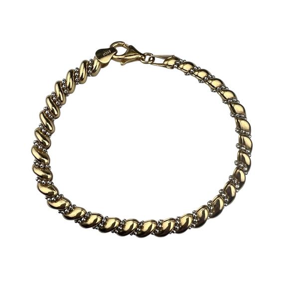 San Marco Chain Sterling Silver & Vermeil Bracelet Italy 7" - Picture 1 of 8